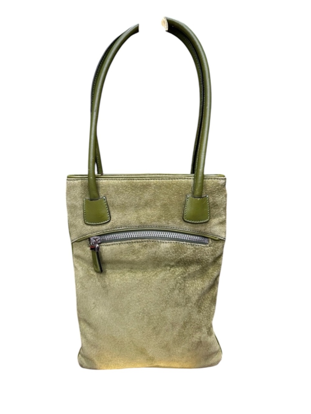 Bally Tanal 02 Avocado Green Pig Suede Leather Tote Made in Italy NWT Tag - Picture 2 of 7